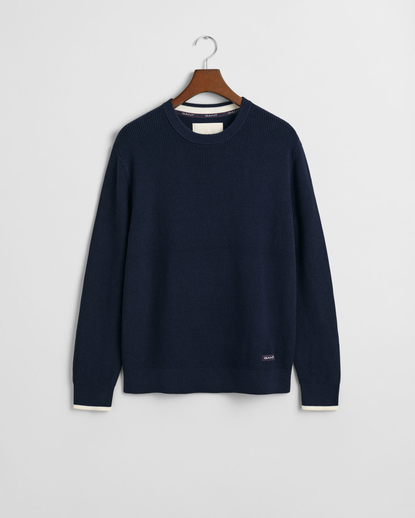 Geribde katoenen trui met ronde hals