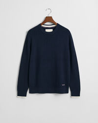 Geribde katoenen trui met ronde hals