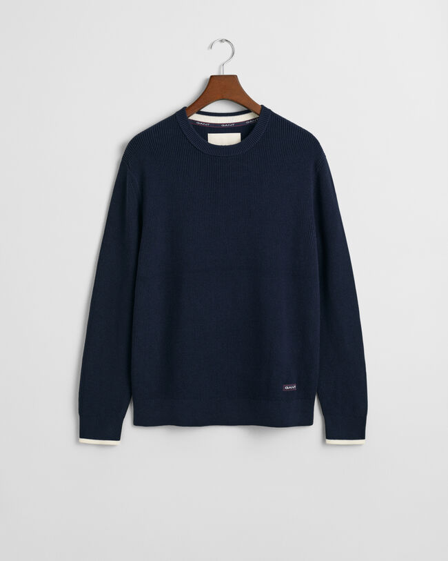 Geribde katoenen trui met ronde hals