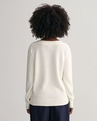 Textured sweater met boothals van katoen