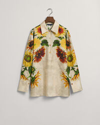 Popover zijden blouse met Sunflower-print