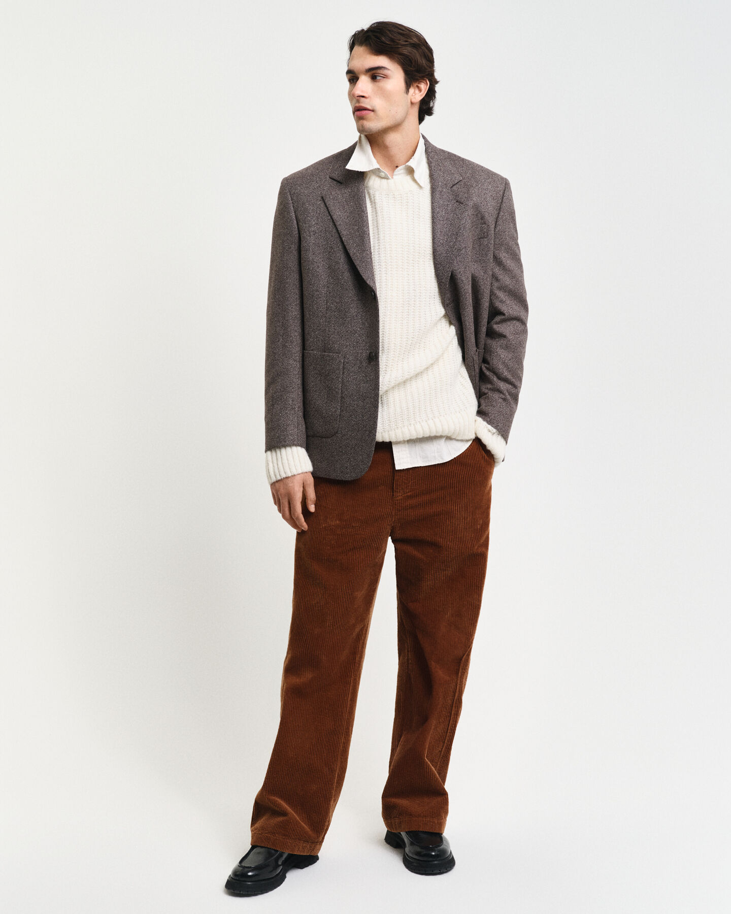 Trui met ronde hals van geribde alpacawolmix