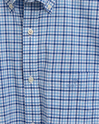 Regular Fit overhemd van poplin met korte mouwen en driekleurig Gingham-ruitje