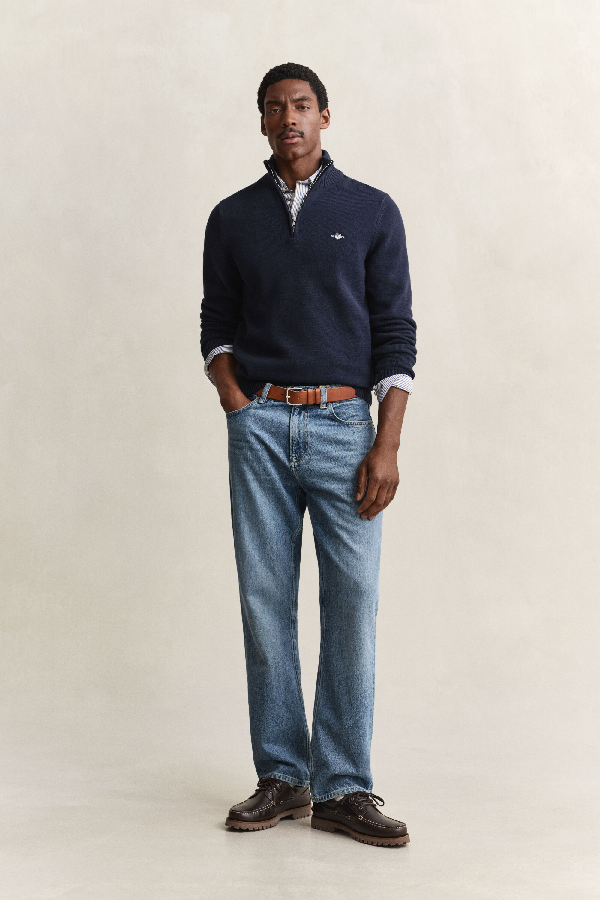 Casual katoenen trui met korte rits