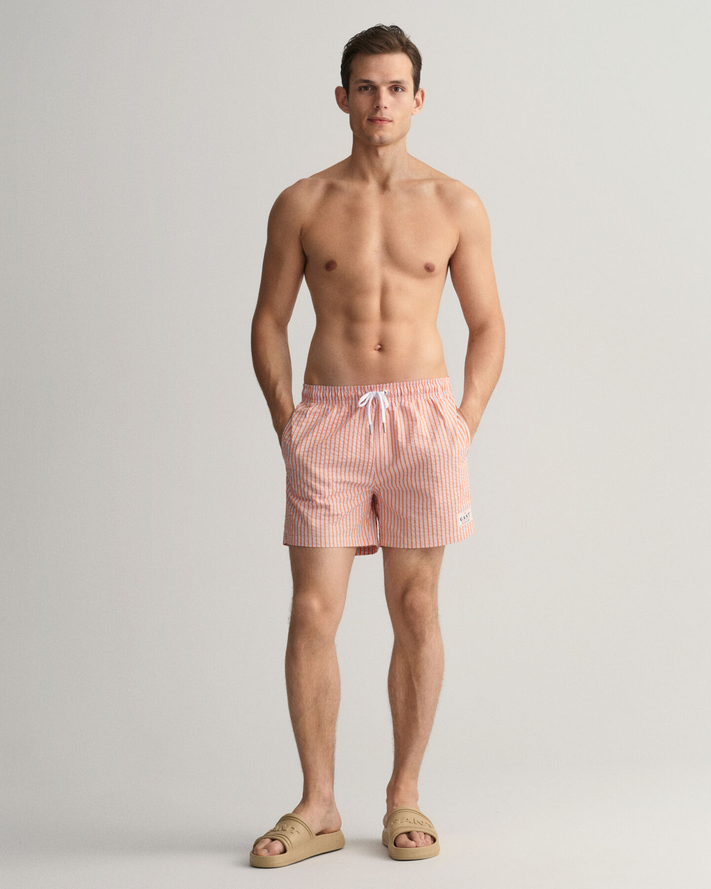 Classic Fit zwemshort van seersucker