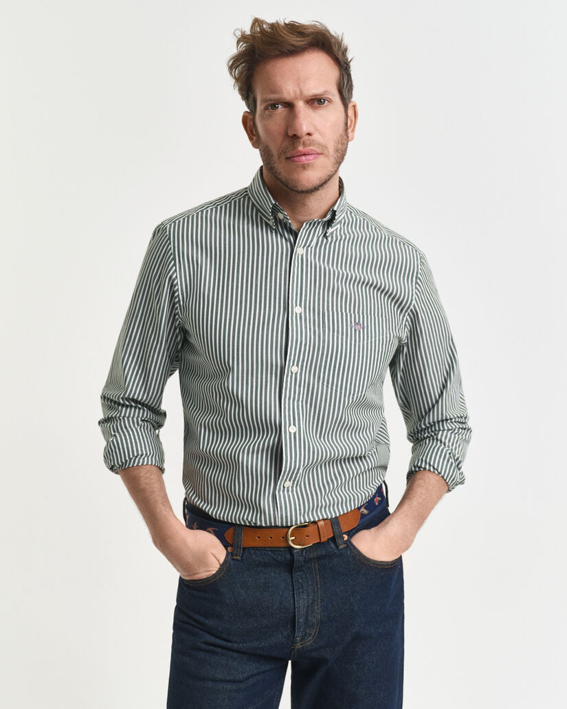 Regular Fit Classic overhemd met strepen van poplin