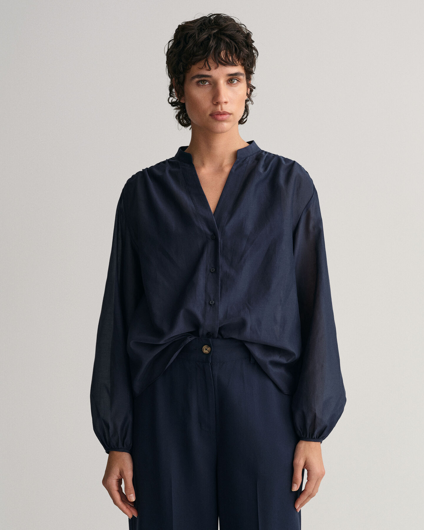 Relaxed Fit blouse van katoen en zijde