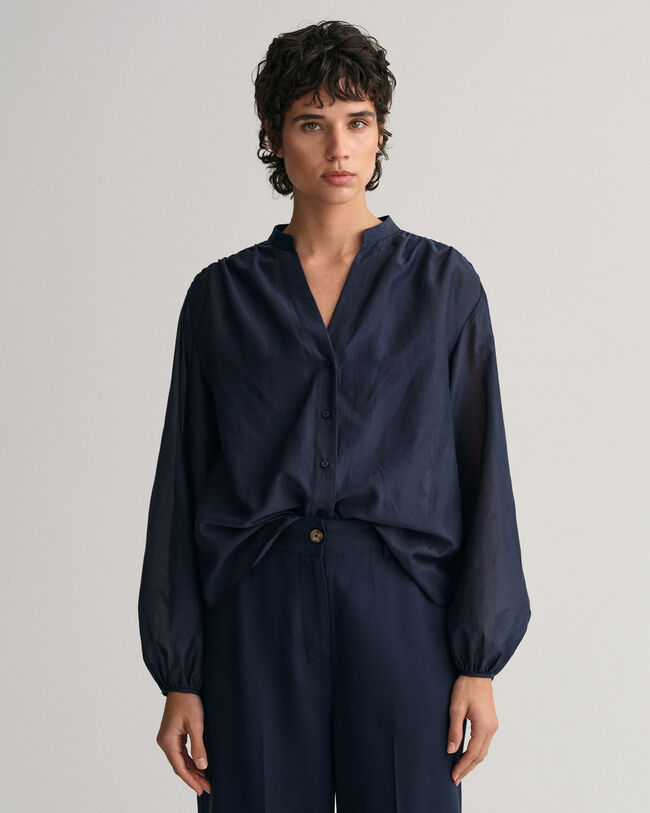 Relaxed Fit blouse van katoen en zijde