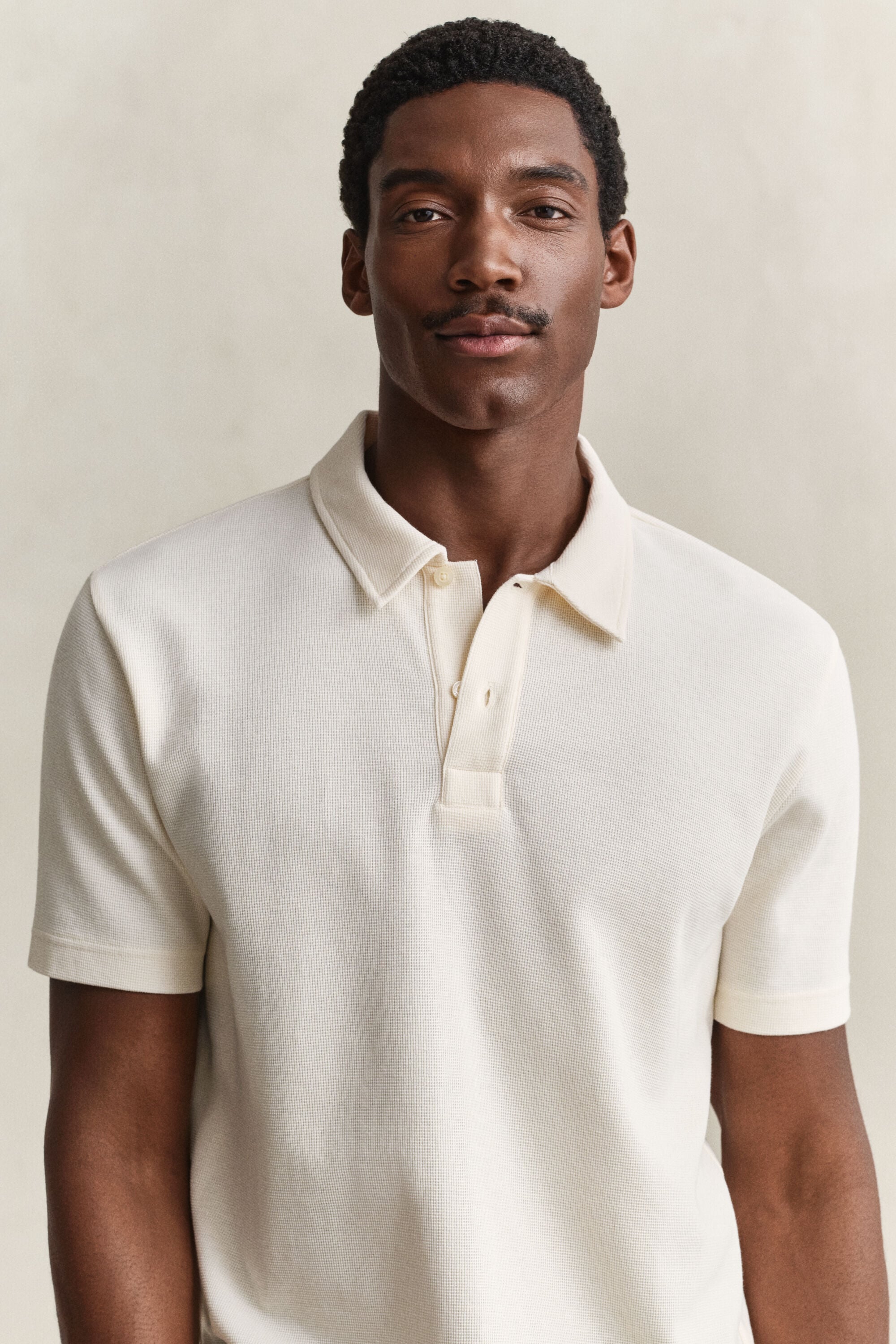 Poloshirt met gewafelde textuur
