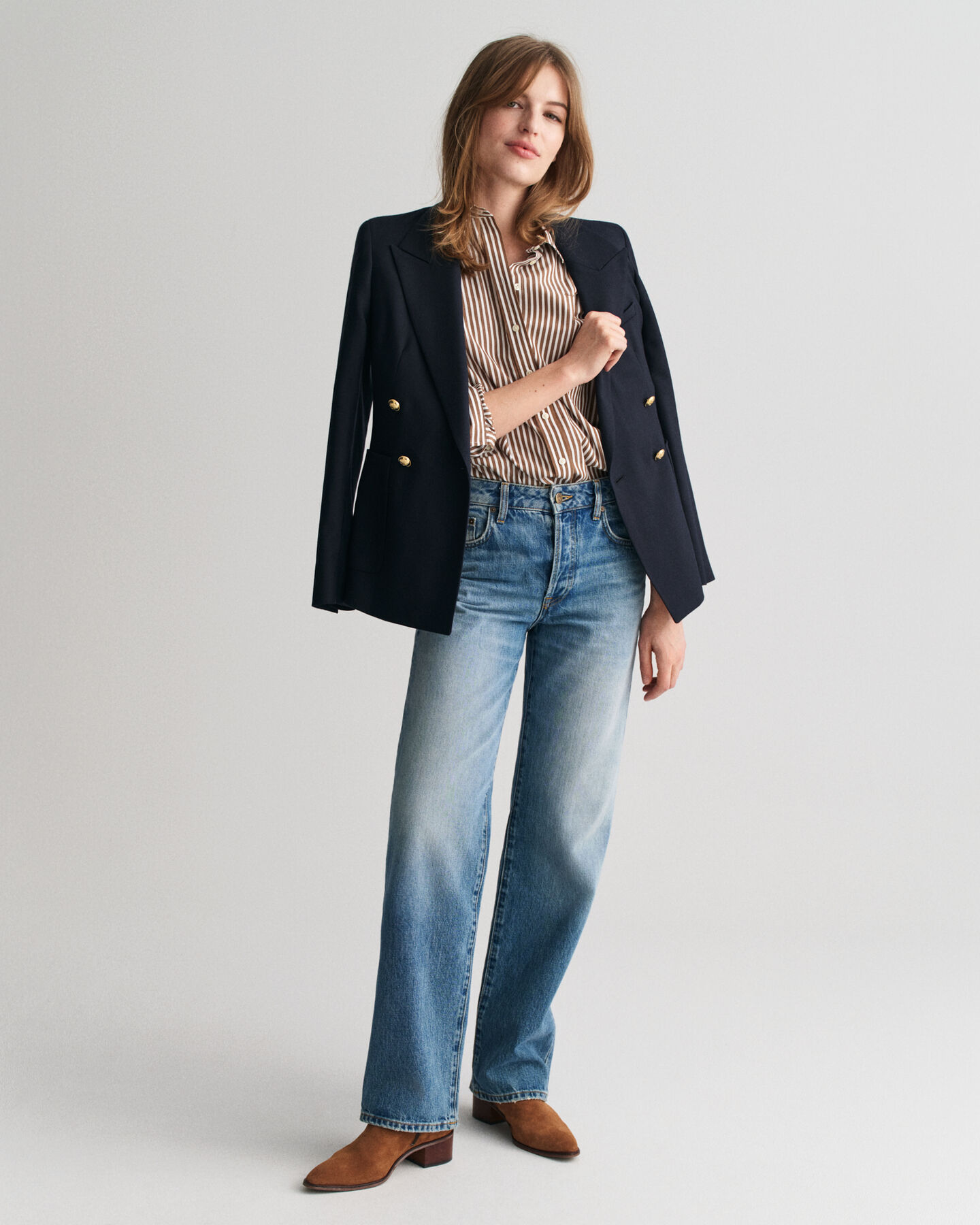 Regular Fit Classic overhemd met strepen van poplin