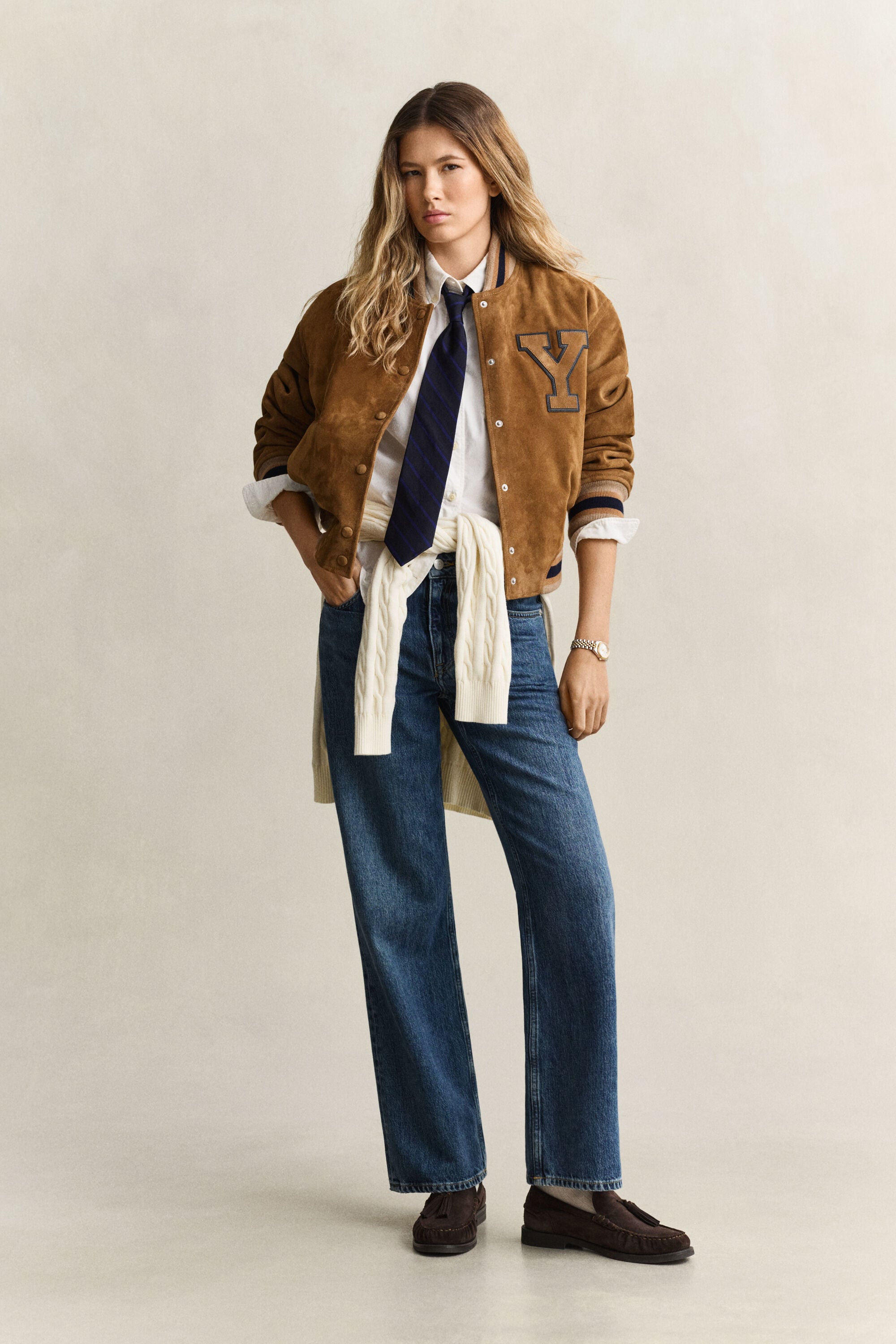 Gant x Yale Varsity Jacket van suède