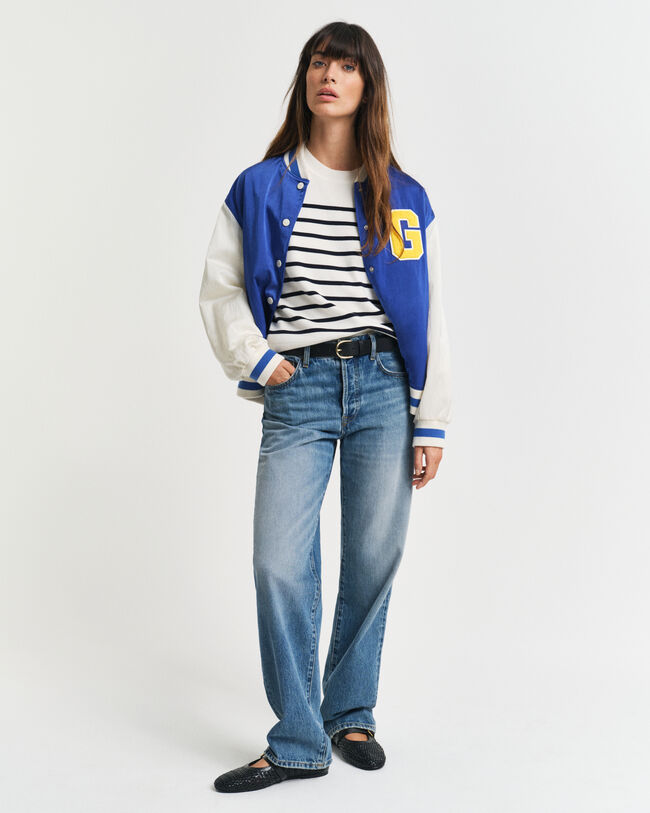 Katoenen trui met ronde hals en strepen