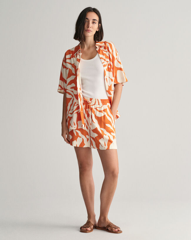 Relaxed Fit Palm Print blouse met korte mouwen