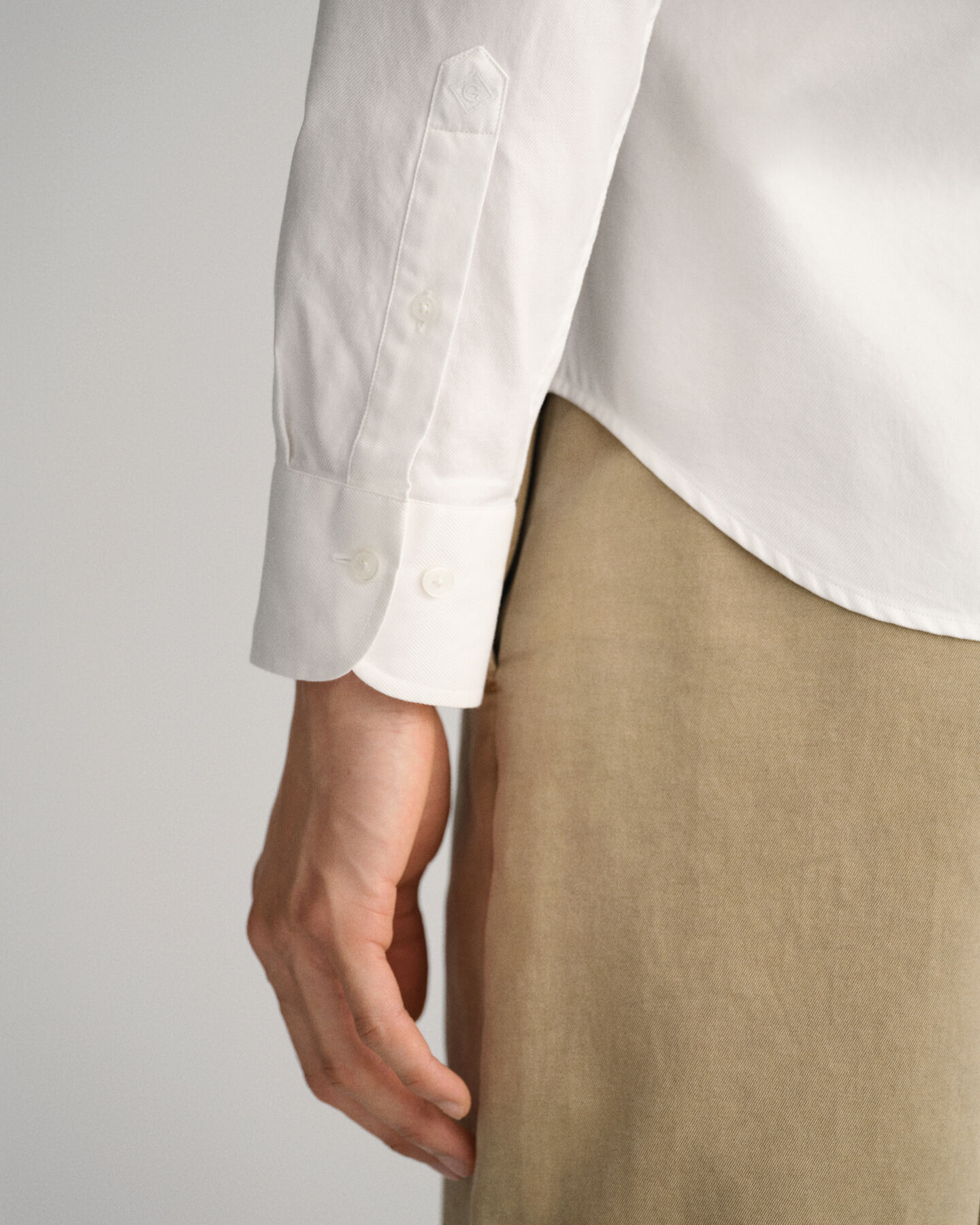 Slim Fit effen overhemd van keperstof