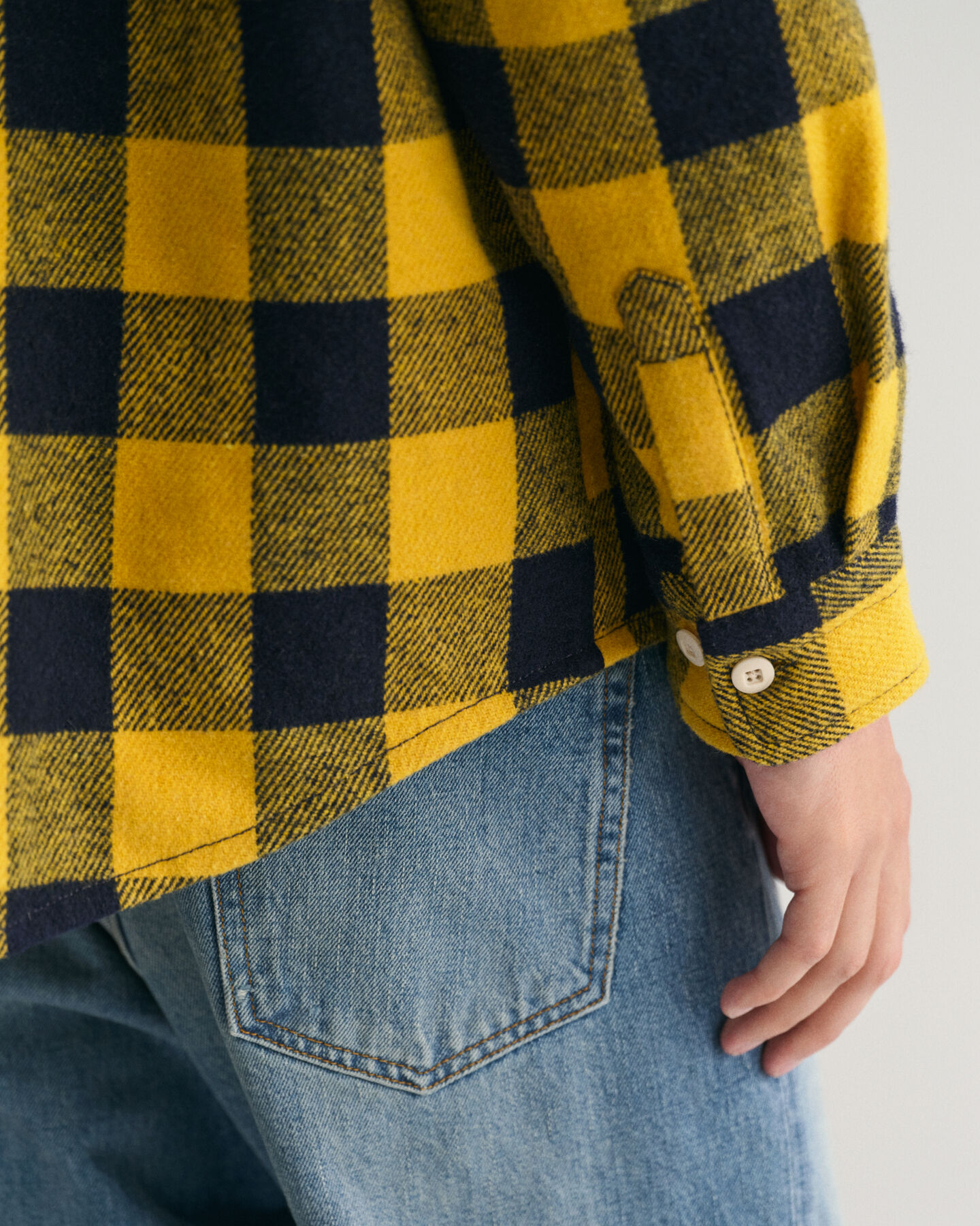 Overshirt met buffaloruit van wolmix