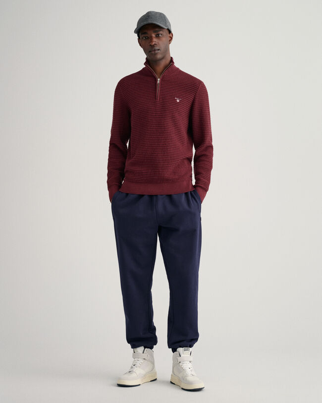 Texture Sweater van katoen met korte rits