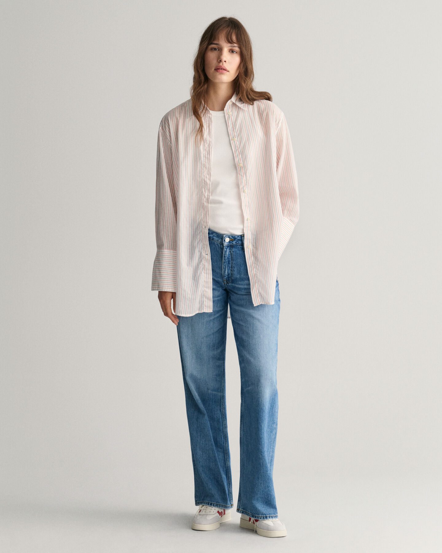 Relaxed Fit blouse met strepen en brede manchetten