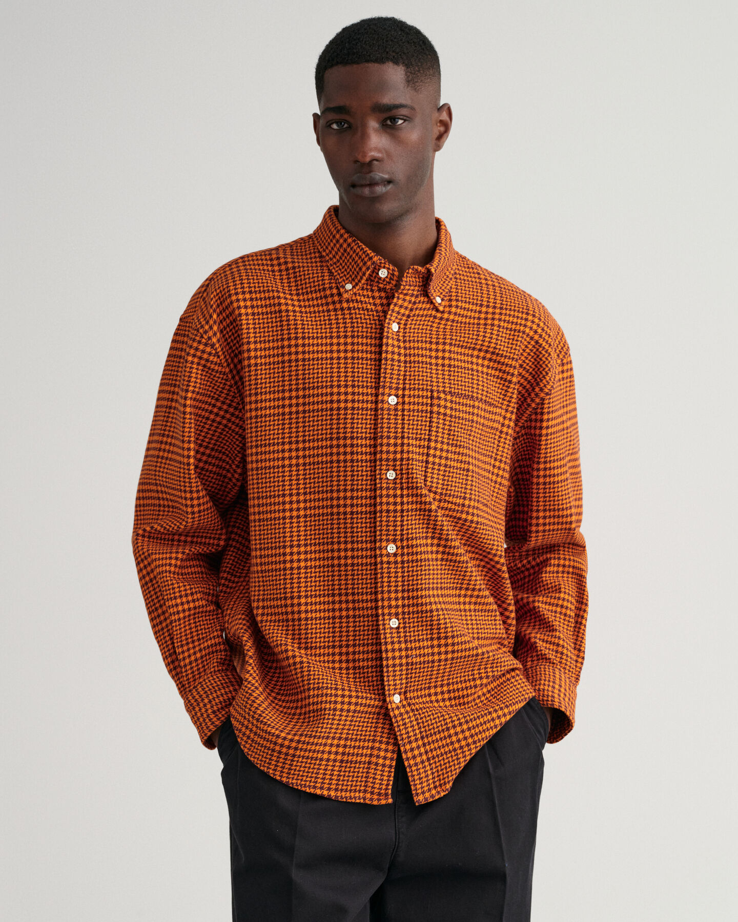 Oversized pied-de-poule overhemd van katoen