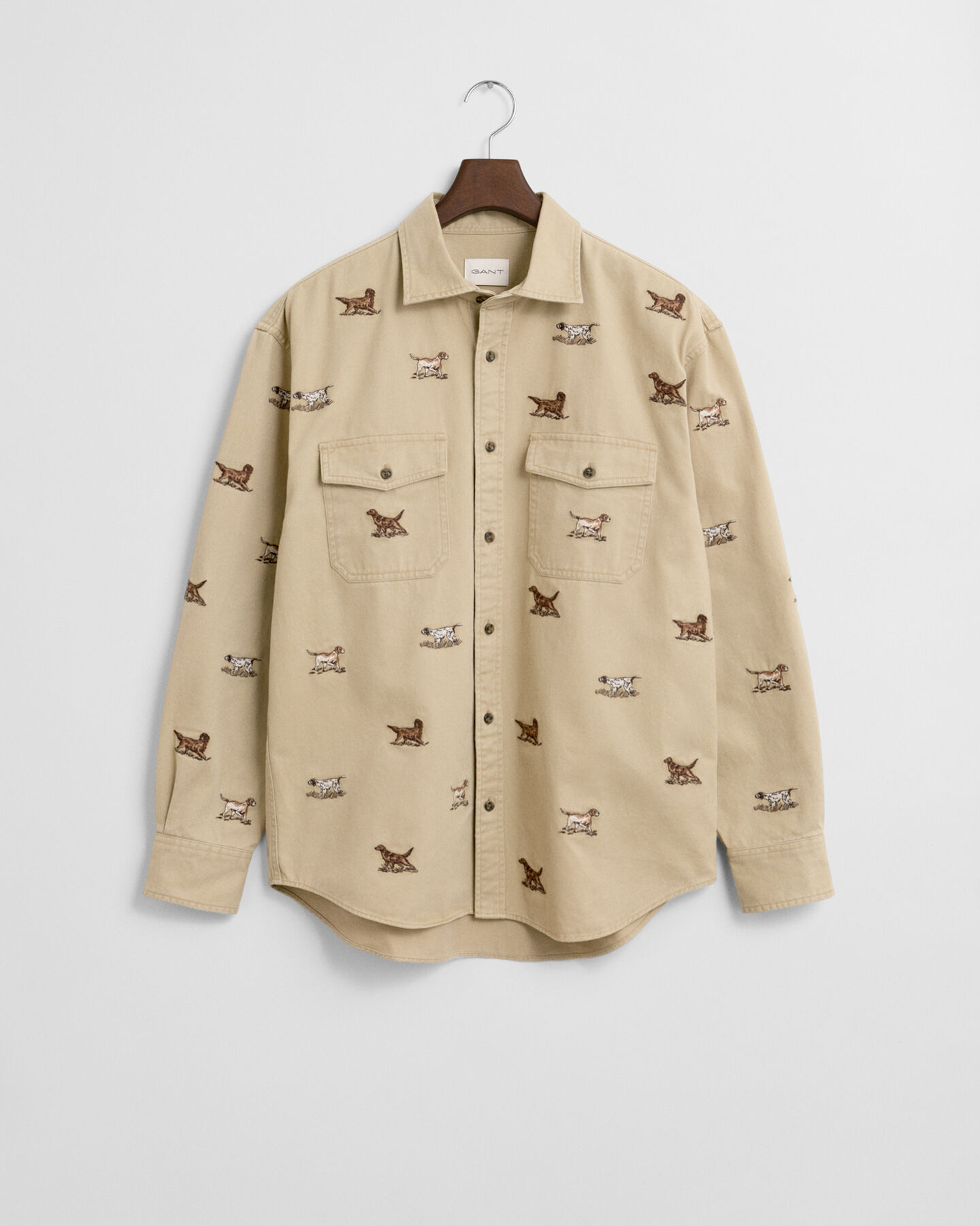 Relaxed Fit geborduurd overhemd van keperstof