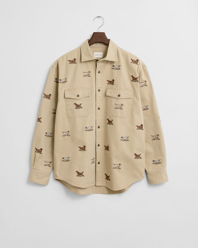 Relaxed Fit geborduurd overhemd van keperstof