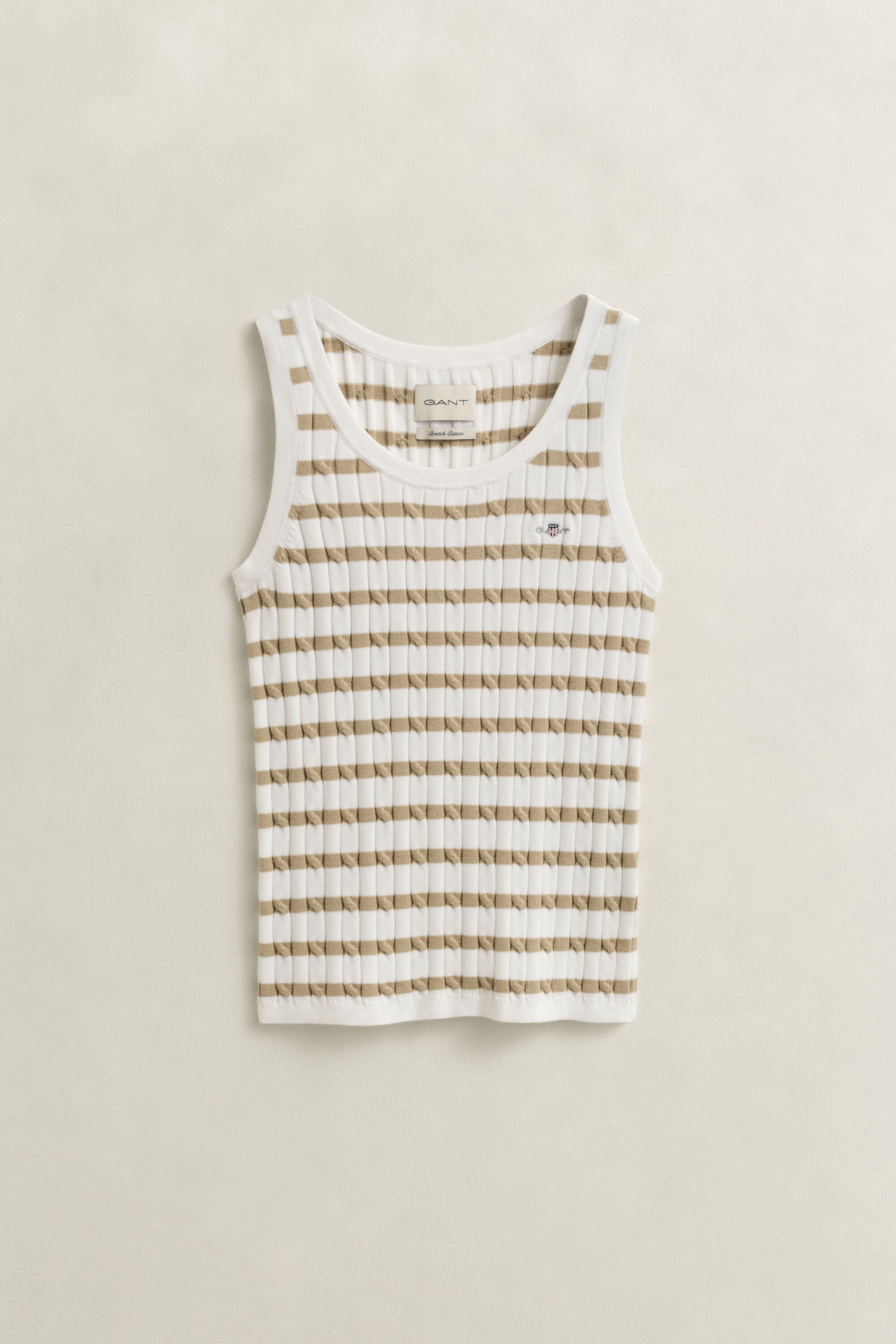 Kabelgebreide tanktop met strepen