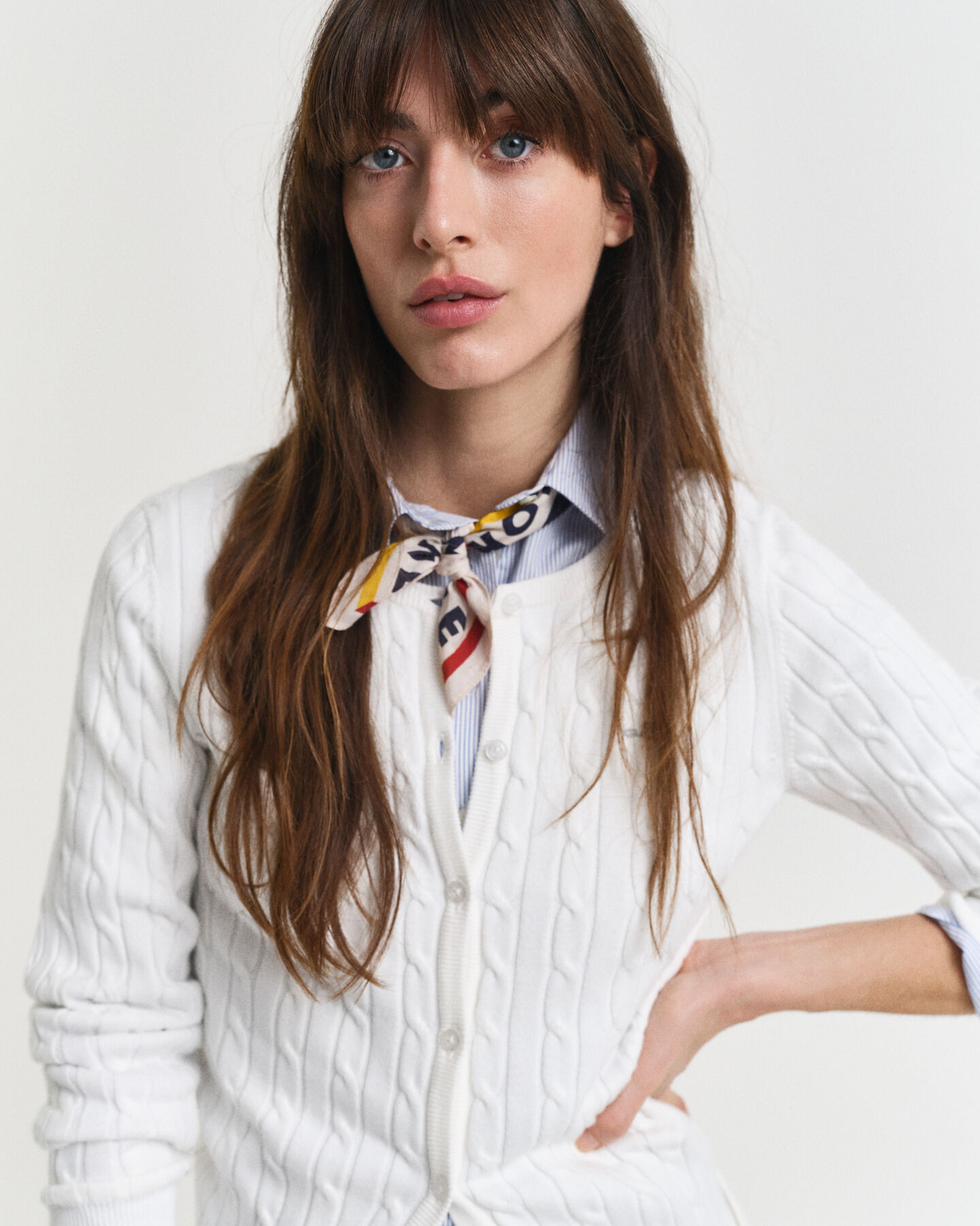 Kabelgebreid vest van stretchkatoen