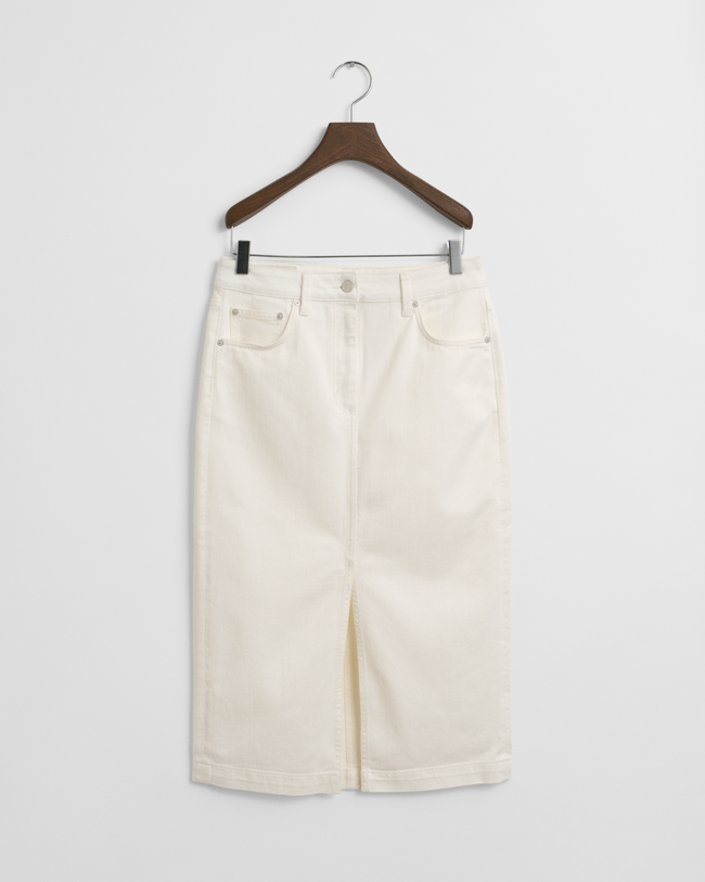 Witte denim midirok
