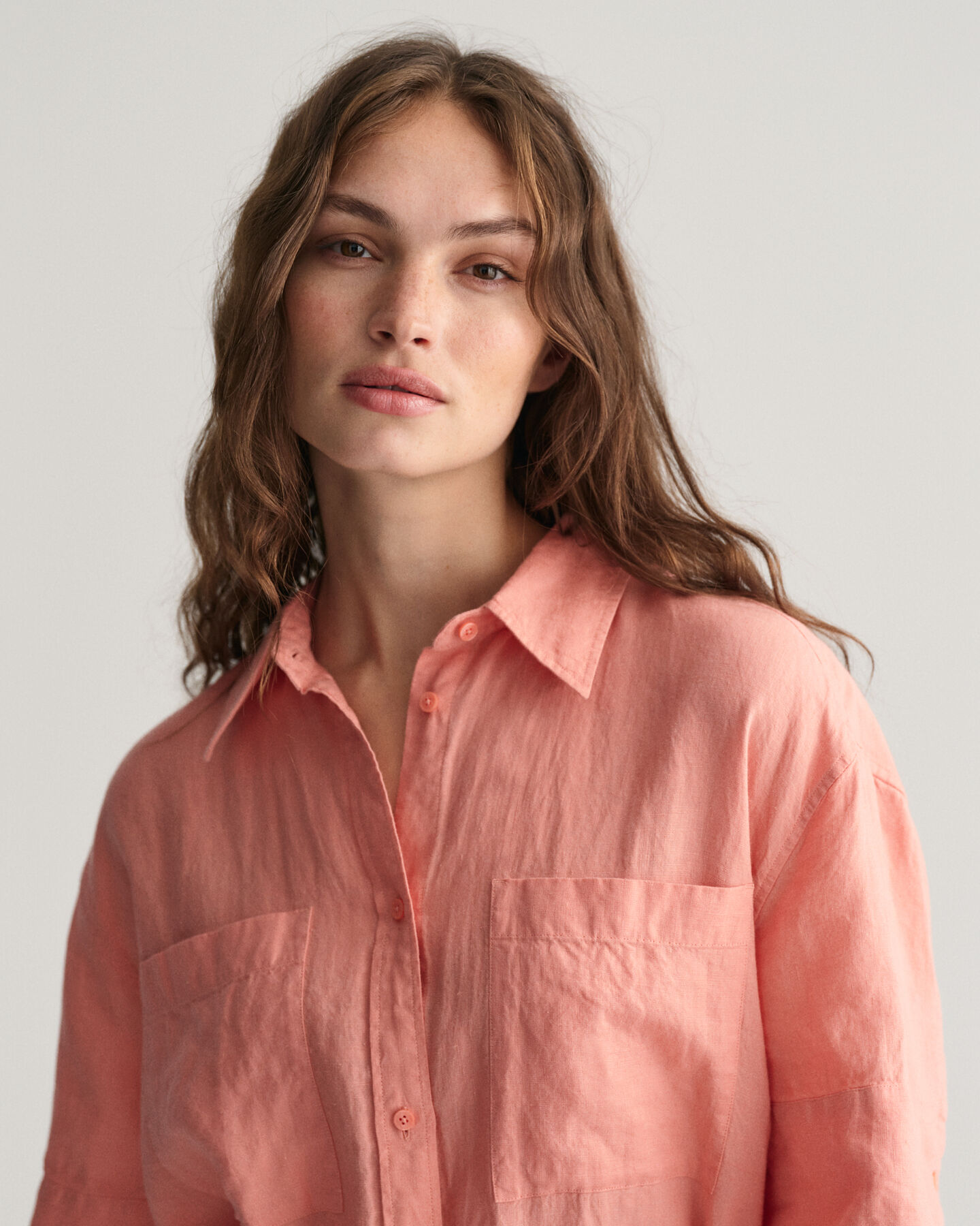 Linnen overhemdjurk met korte mouwen