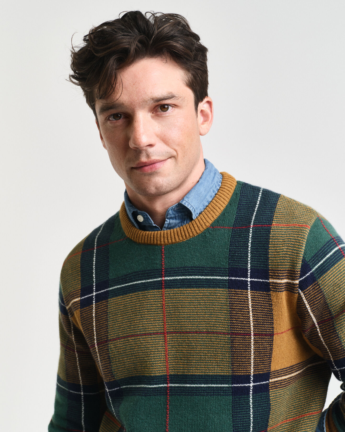 Geruite trui met ronde hals