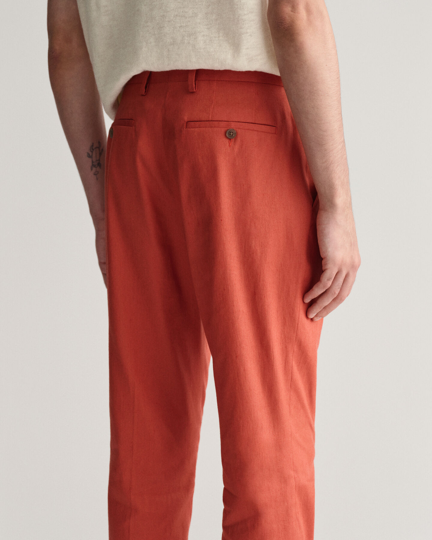 Slim Fit kostuumbroek van katoen en linnen