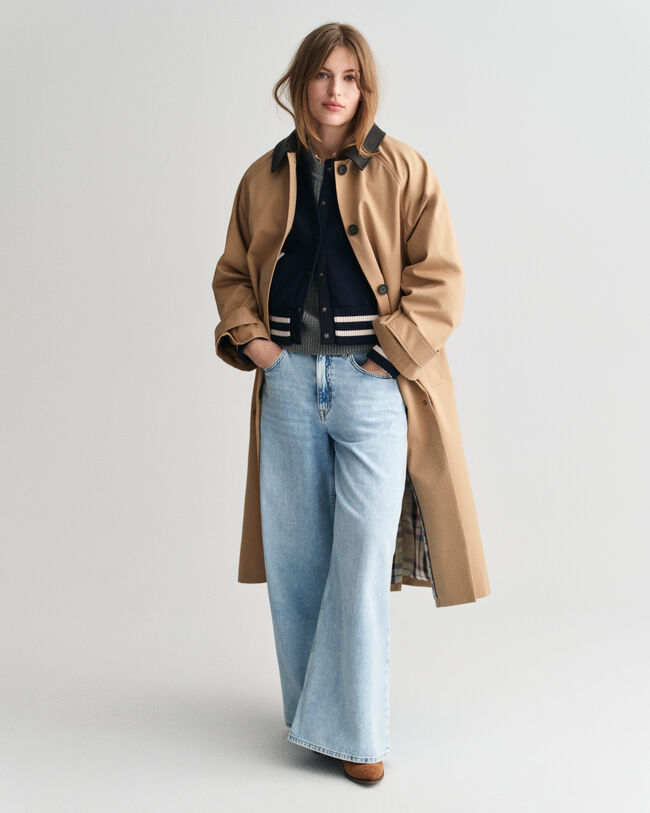 Car Coat met leren kraag