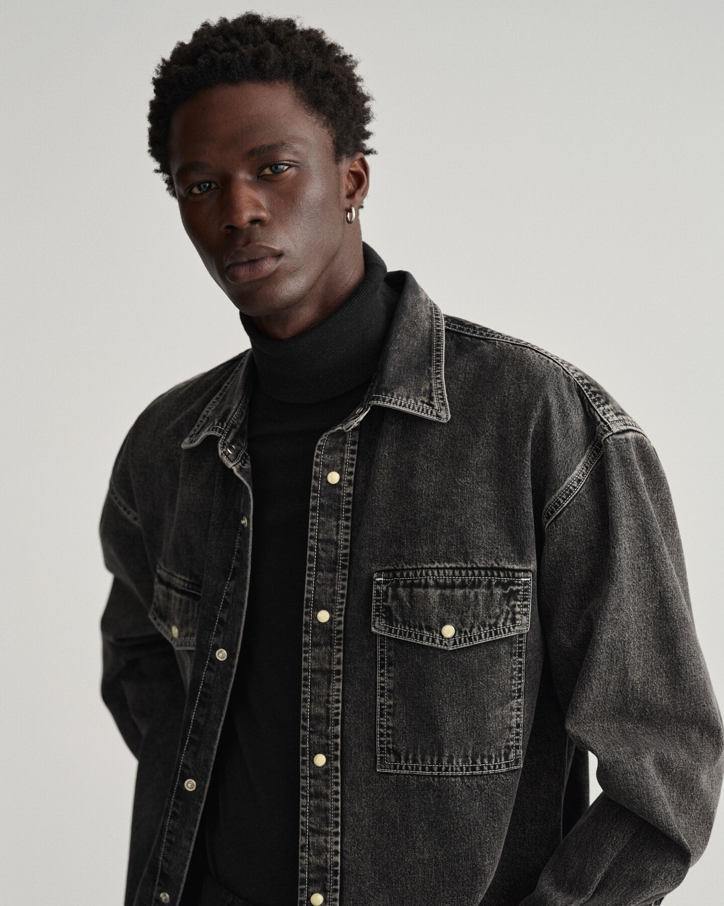 Oversized overhemd van zware kwaliteit gewassen denim