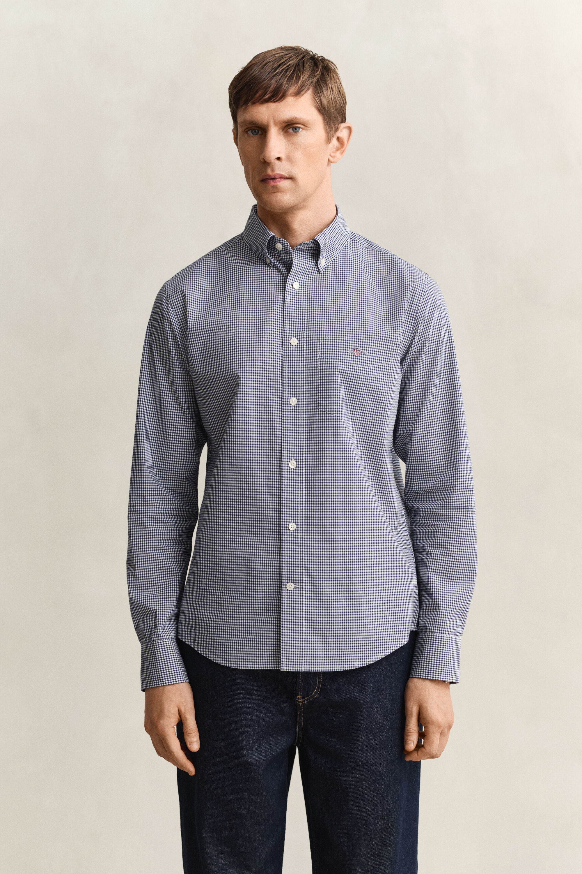 Klassiek poplin overhemd met Gingham-ruitje
