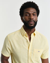 Regular Fit overhemd met korte mouwen van katoen en linnen