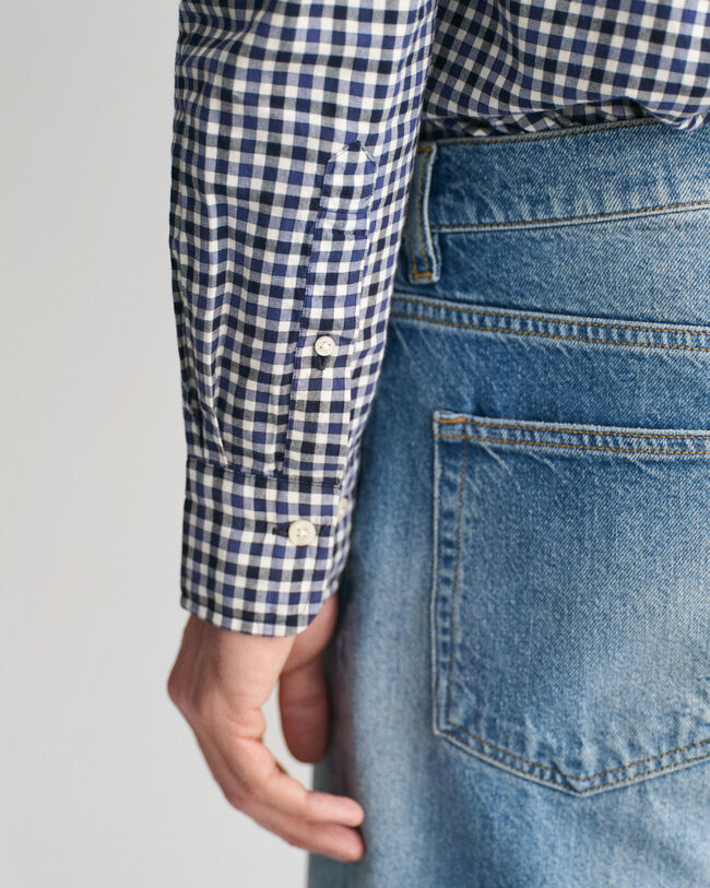 Regular Fit overhemd met Gingham-ruit van lichte keperstof