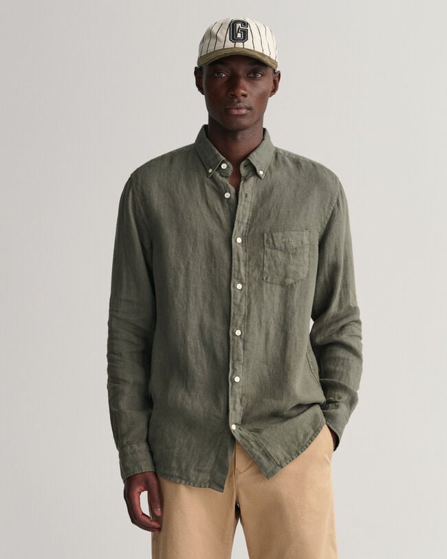 Regular Fit speciaal geverfd linnen overhemd