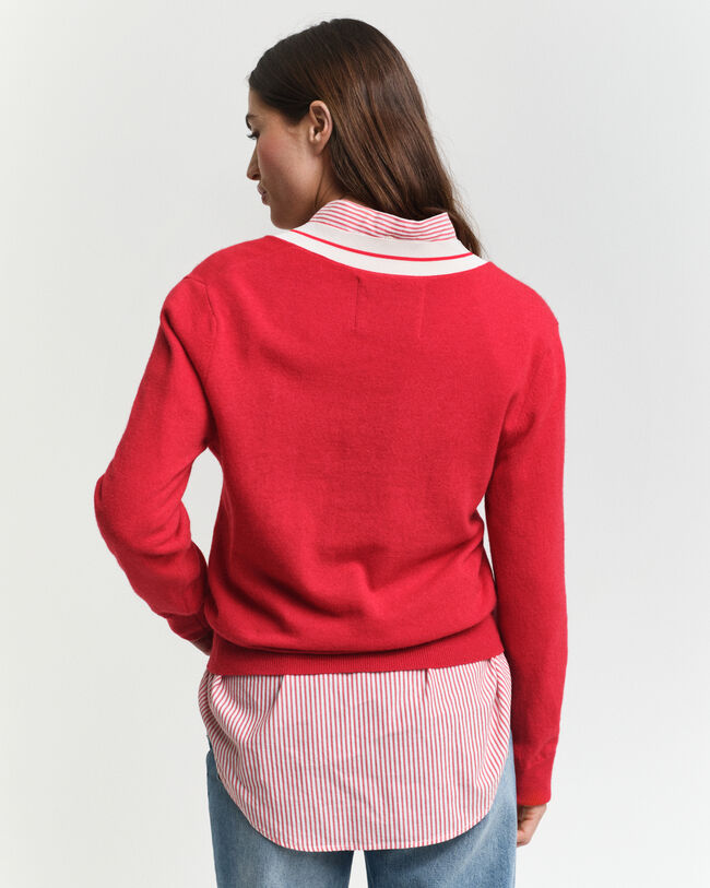 Contrast trui met V-hals