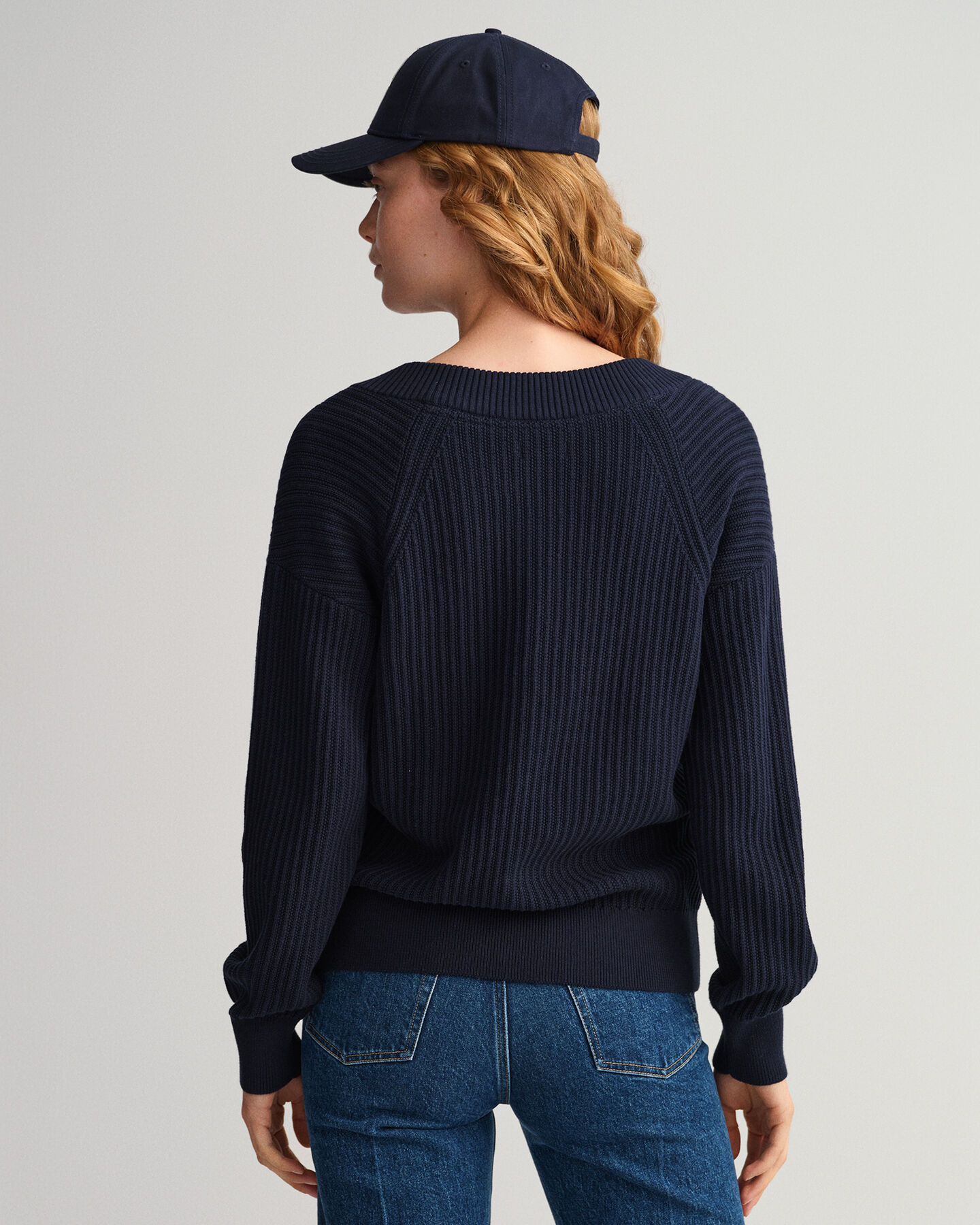 Sweater met V-hals van ribkatoen