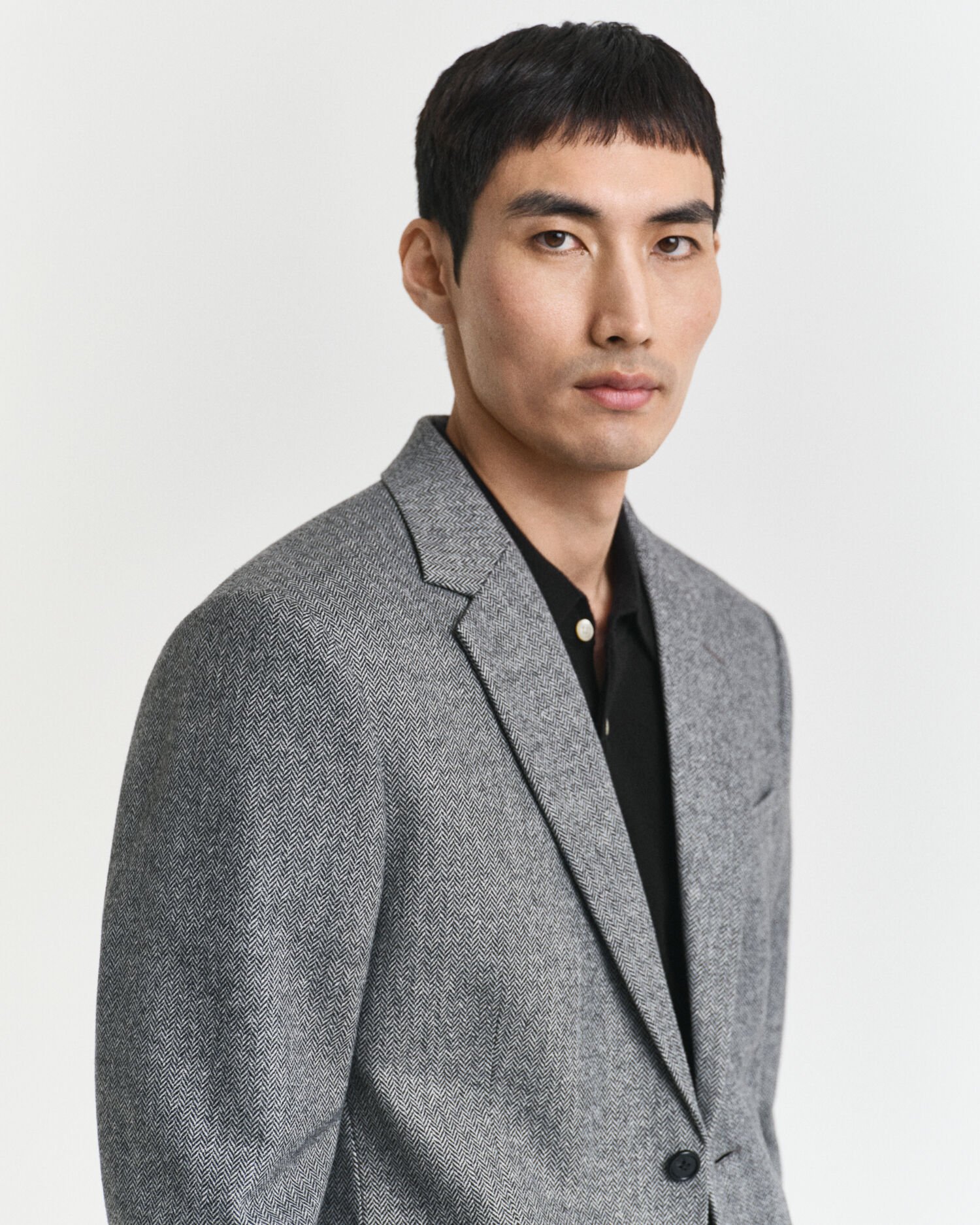 Slim Fit flanellen kostuumjasje met visgraatmotief