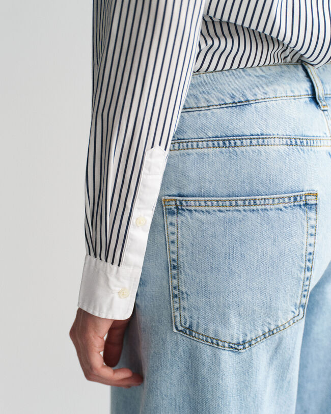 Regular Fit overhemd met contrasterende kraag en strepen