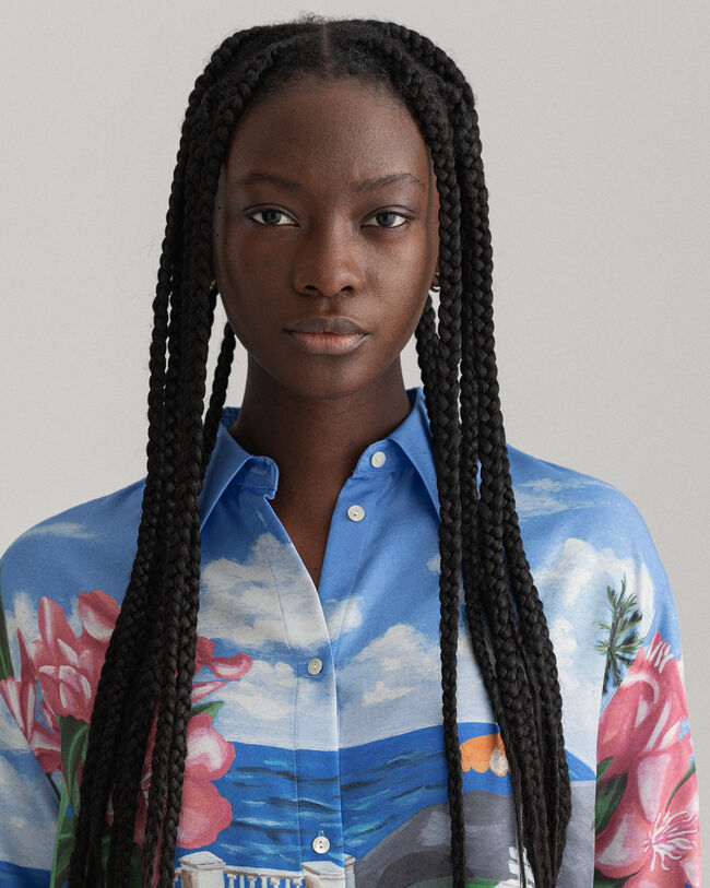 Scenery-print overhemd van zijde