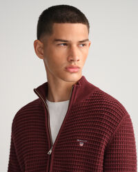 Texture sweater van katoen met rits