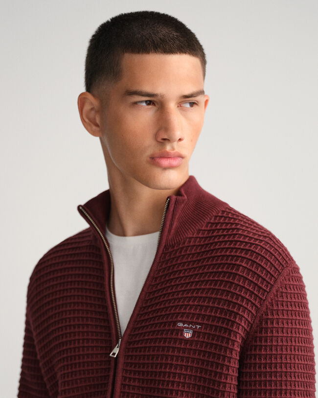 Texture sweater van katoen met rits