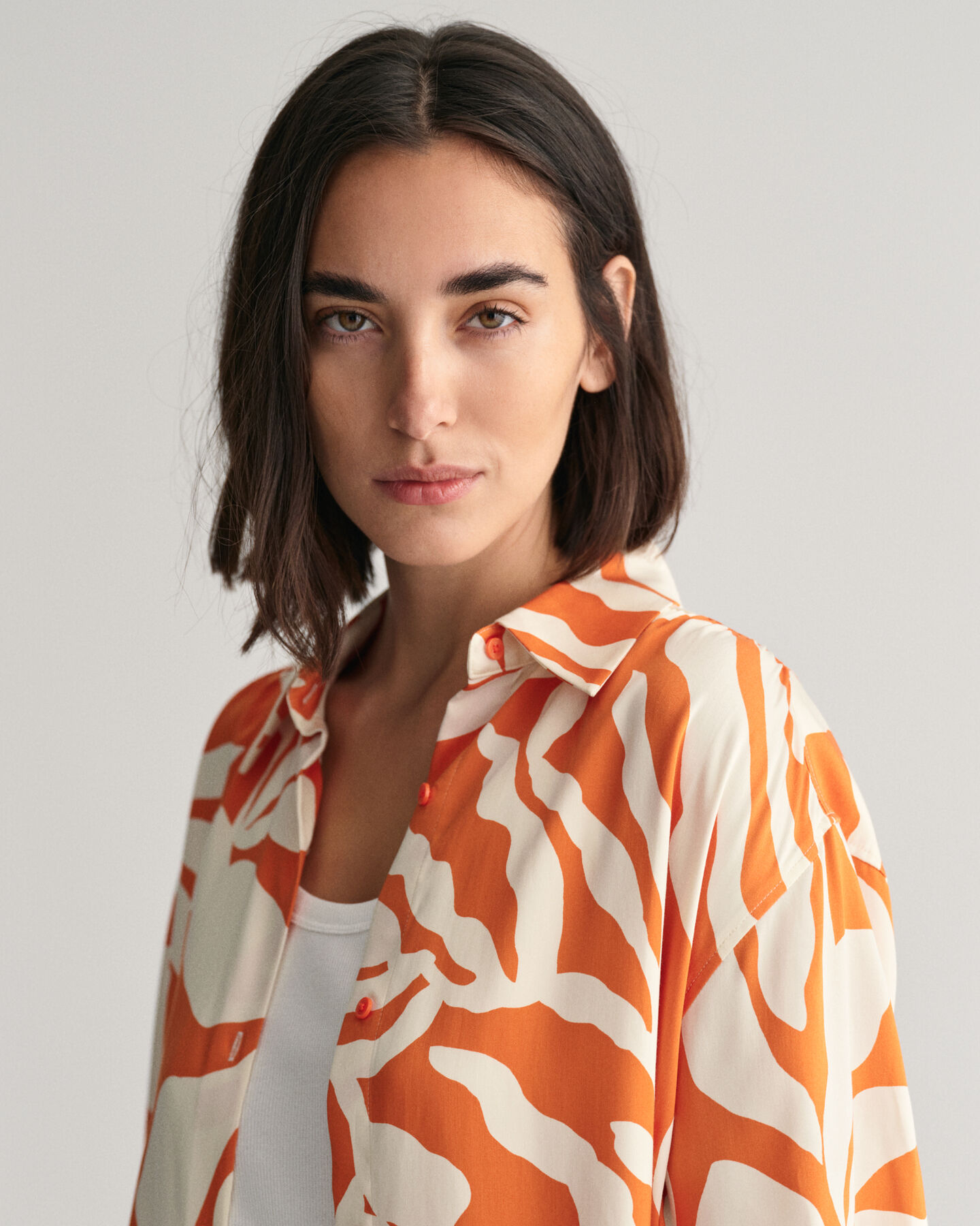 Relaxed Fit Palm Print blouse met korte mouwen