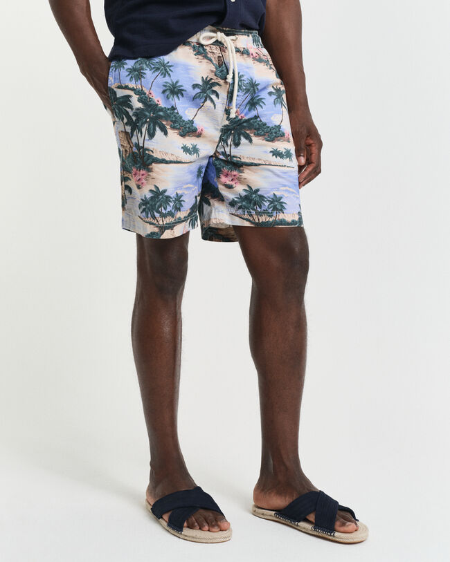 Regular Fit short met print en trekkoordje
