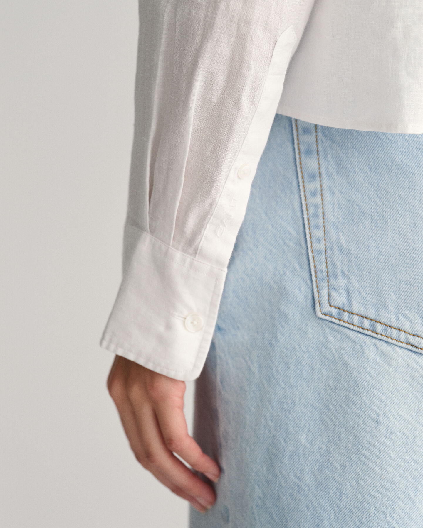 Relaxed Fit cropped blouse van linnen