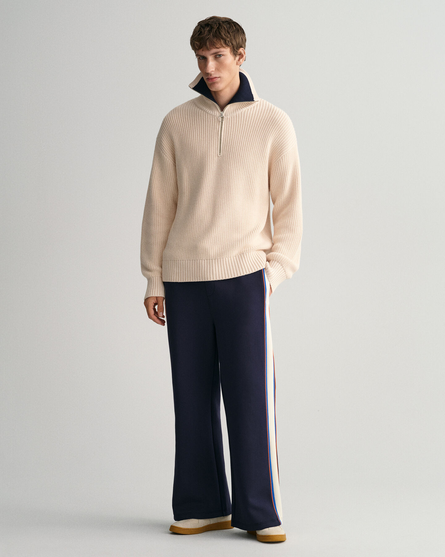 Geribde sweater met korte rits