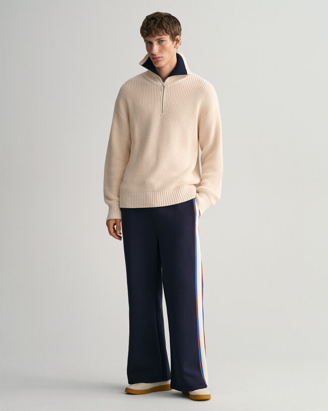 Geribde sweater met korte rits