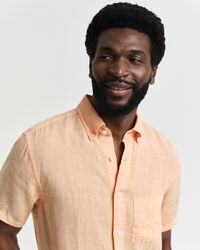 Regular Fit speciaal geverfd linnen overhemd met korte mouwen