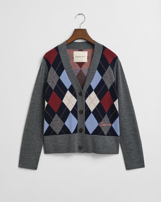 Argyle vest met V-hals